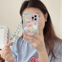 cinnamoroll baby cinnamoroll with bracket bracelet phone cases for iphone 13 12 11 pro max xr xs max x back cover