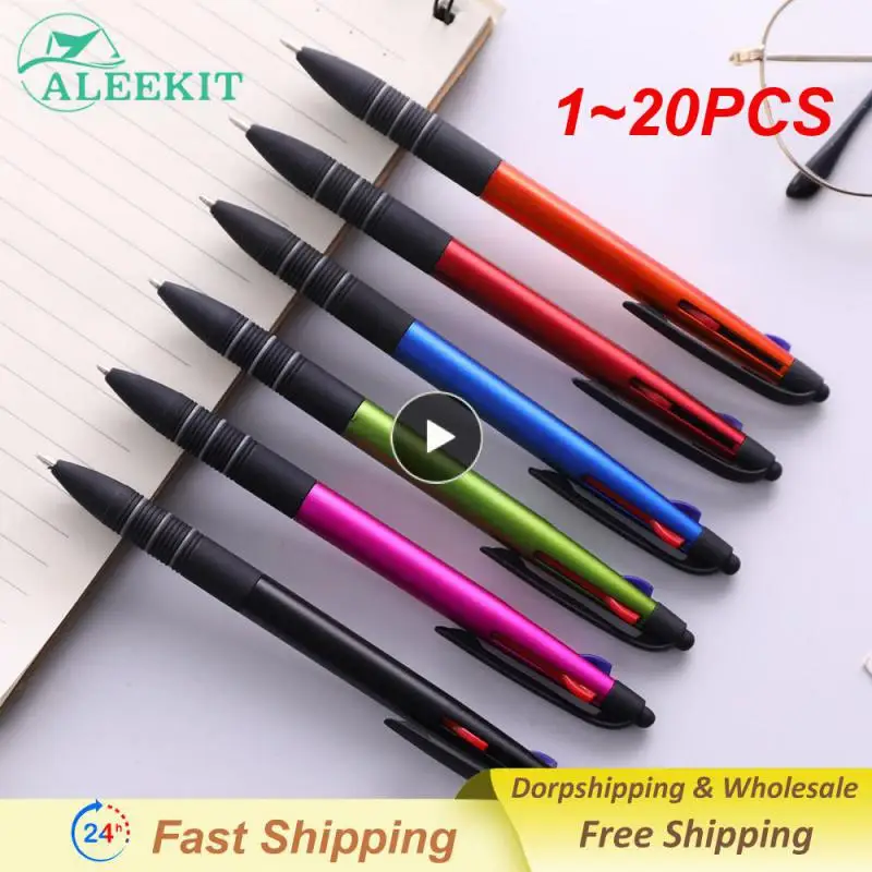 

1 ~ 20 шт. цветная шариковая ручка, металлический стилус, ручки с шариковыми ручками, ручка для экрана для всех емкостных экранов, для студентов и офисов