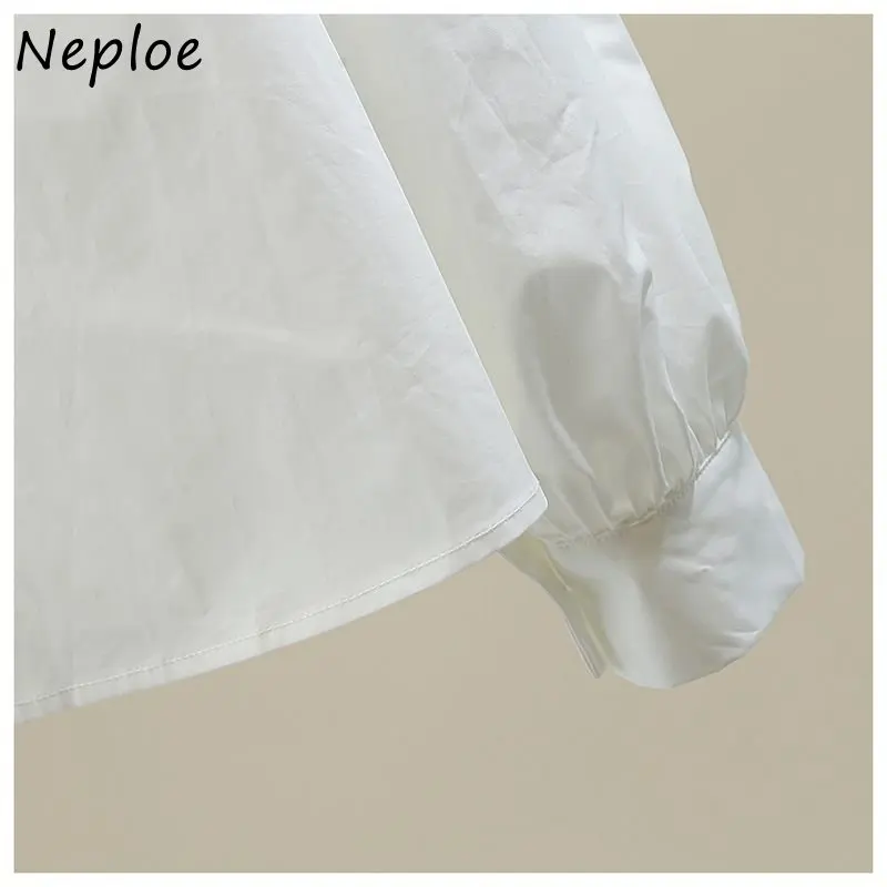 Neploe Blusas Mujer De Moda 2024 однотонные блузки с отложным воротником и длинными рукавами