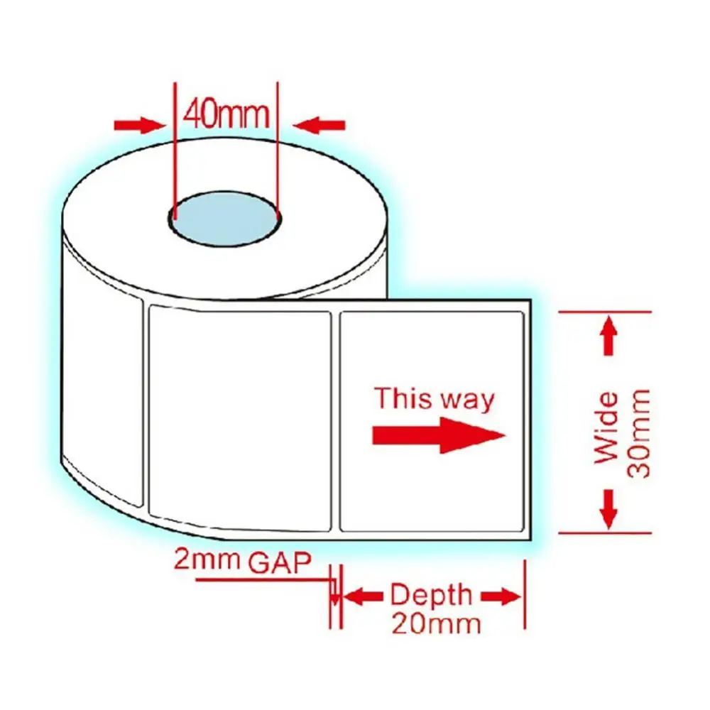 

1000Pcs/Roll 30x20mm Self-adhesive Thermal Tag Barcodes Sticker Printing Paper