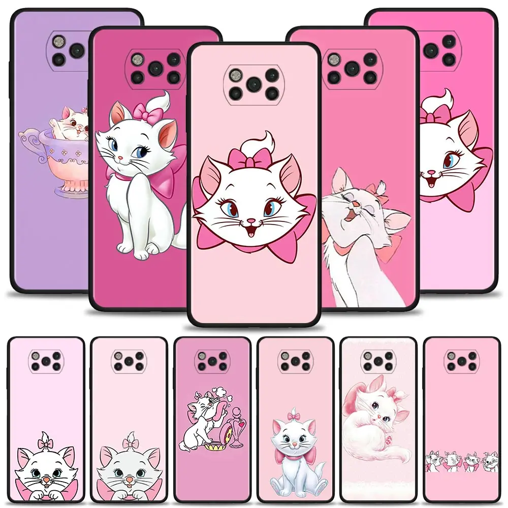 

Pink Red Color Cat Marie Silicone Case For Xiaomi Poco X3 X4 NFC M3 M4 Pro 5G Cover for Poco F3 GT Pocophone F1 Phone Shell