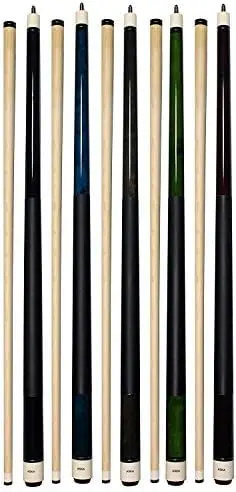 

of 5 Pool Cue Sticks 58", 2-Piece Construction, 5/16x18 Joint, Hard Rock Canadian Maple, 13mm Hard Glued On Tip, Mixed Weigh Min