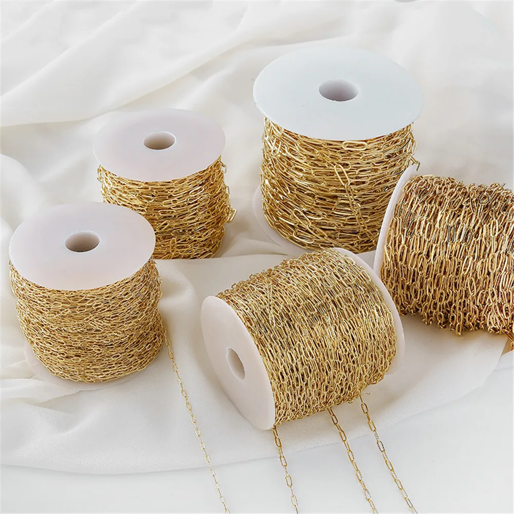 

14K gold-covered rectangular chain O word chain handmade diy bracelet necklace extension chain head ornament material accessorie