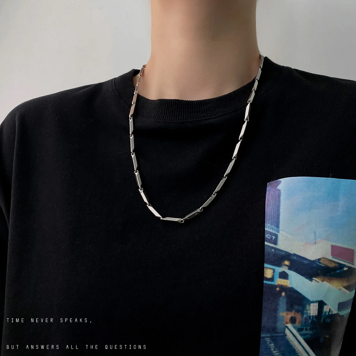 

Paperclip Chain Necklace,Silver Chain Necklace,Dipped Chain Link Necklace,Paper Clip Necklace for Women and Men,Titanium Choker