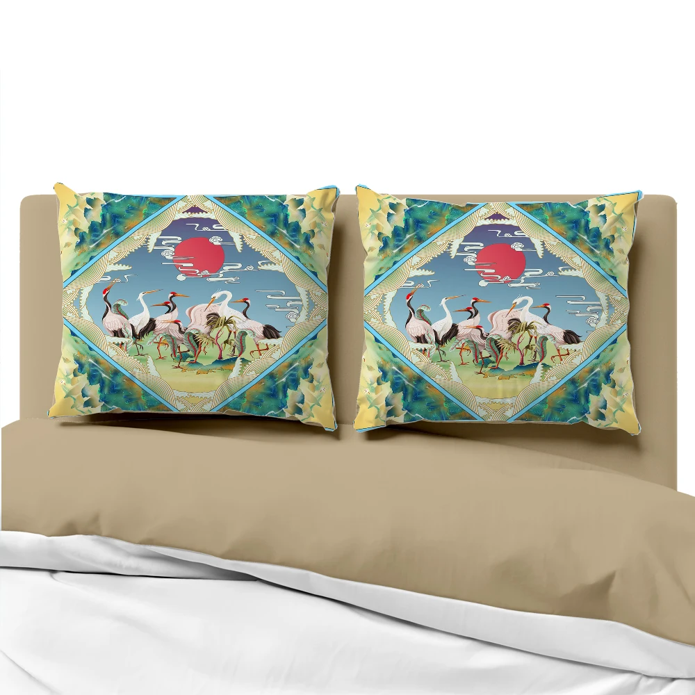 

Luxury Pillow cover for sofa Decorative pillow case Bedding Pillowcase Pillowcovers 50x70 50x75 50x80 Crane Cyan