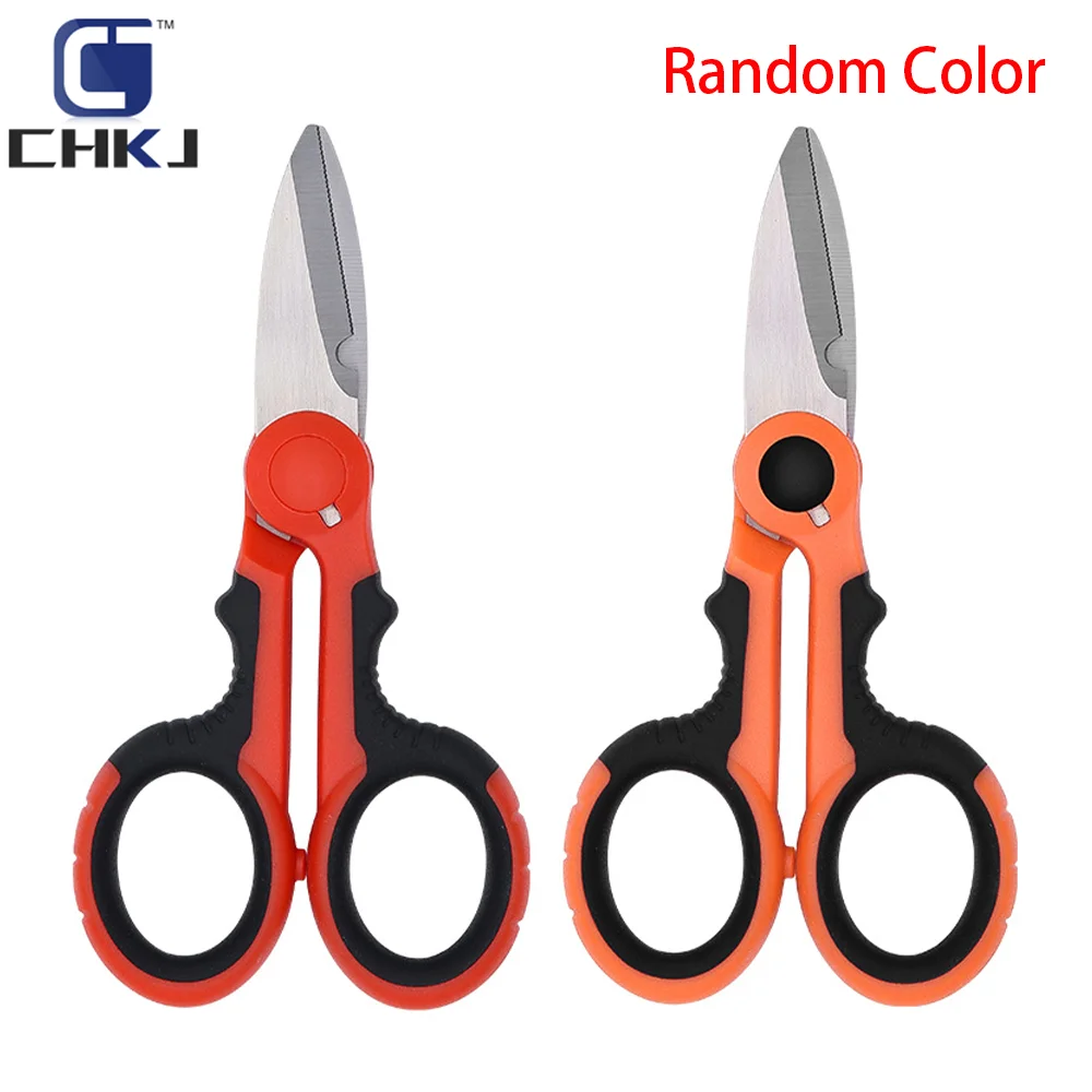 

CHKJ High Carbon Steel Scissors Household Shears Tools Electrician Scissors Stripping Wire Cut Tools for Fabrics Paper and Cable