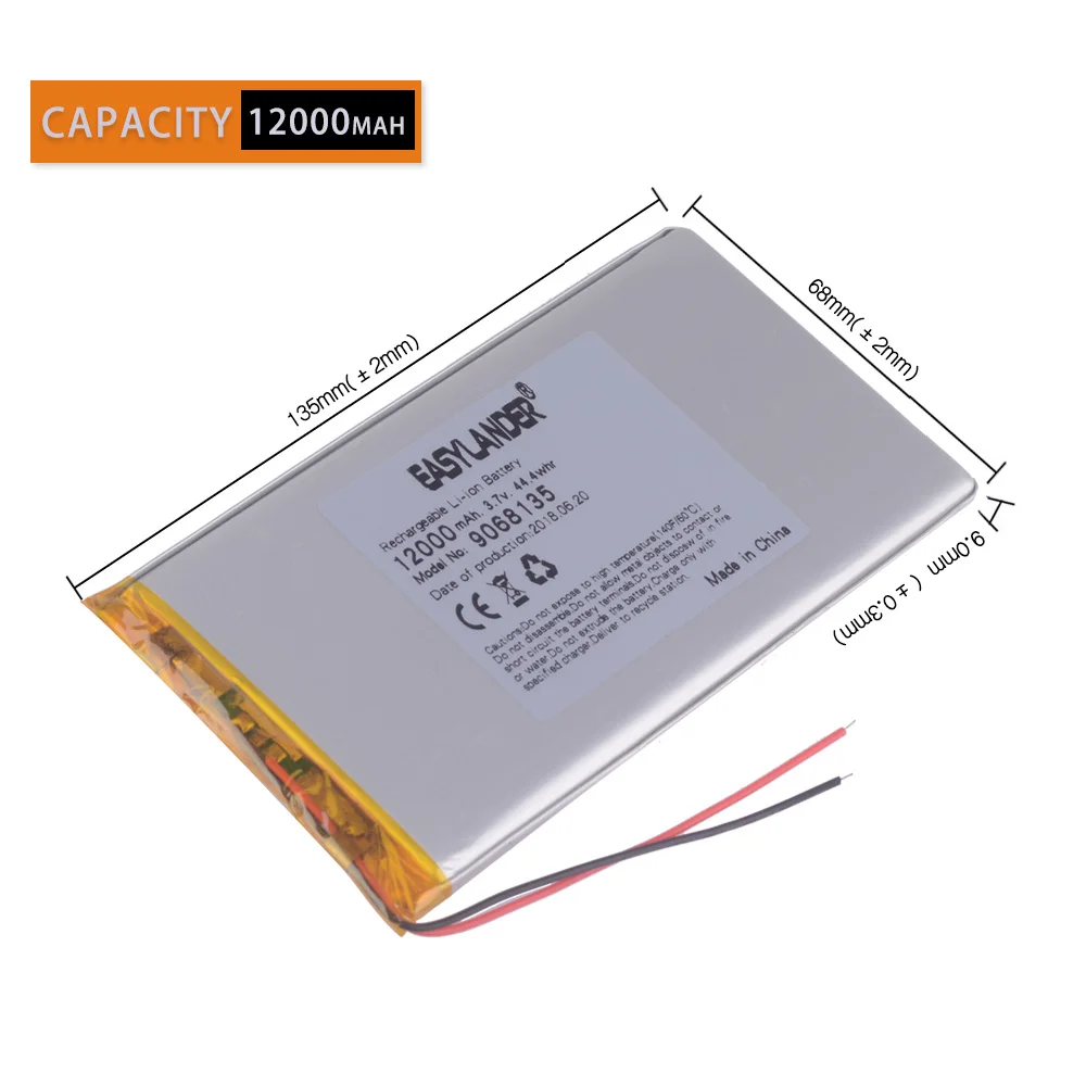 

9068135 3.7v 12000mah Lithium Polymer Battery With Board For Tablet Pcs DIY Power Bank