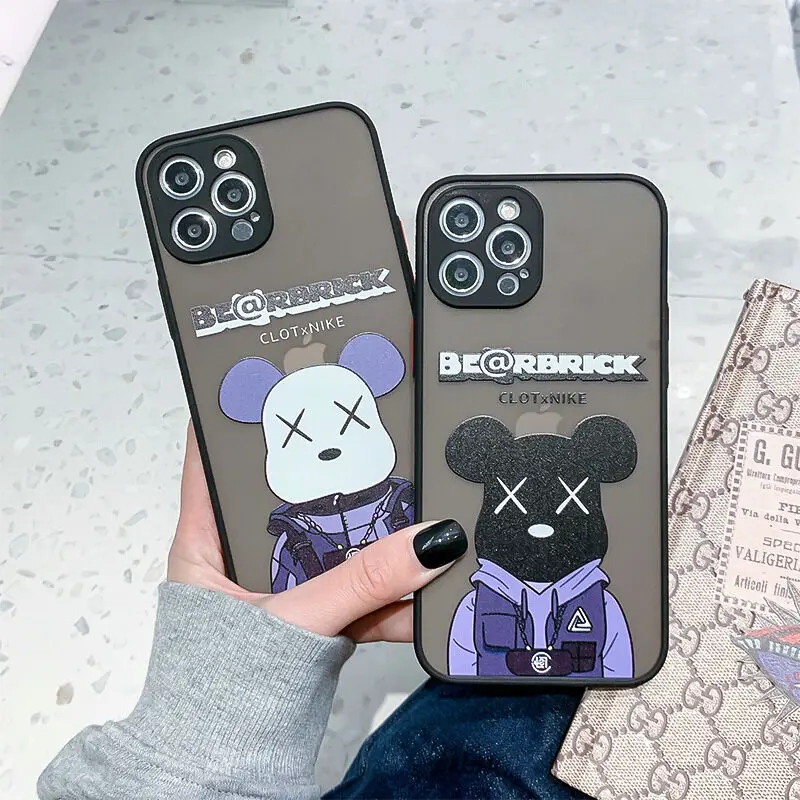 

NOHON Phone Case For Apple IPHONE 13 12 11 PRO MAX MINI XS XR 8 PLUS SE 2020 7 6S bear Anti-Scratch Non-Slip Cover