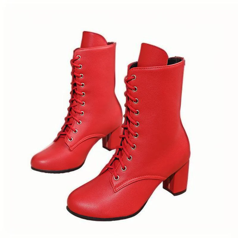 Женские ботильоны с острым носком кожаные туфли на массивном высоком каблуке