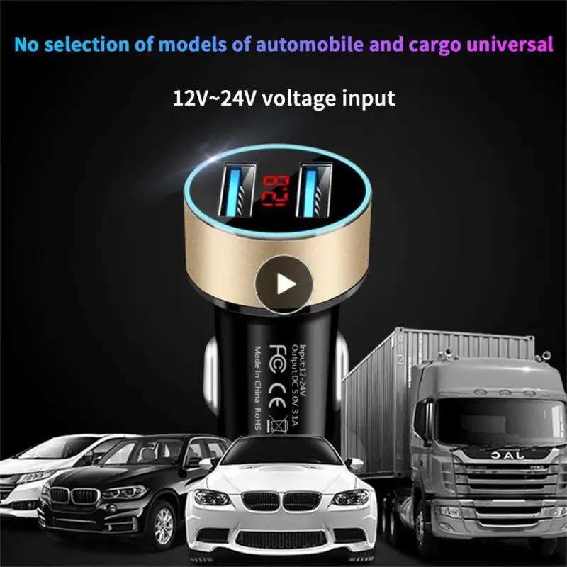 

Qc3.0 Fast Charge One Drag Two Car Charger Adapter Pd Digital Display Car Charger Dual Usb Cigarette Lighter Car Accessories