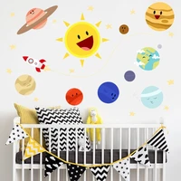 cartoon wall stickers universe space one piece planet solar system milky way childrens room bedroom decorative