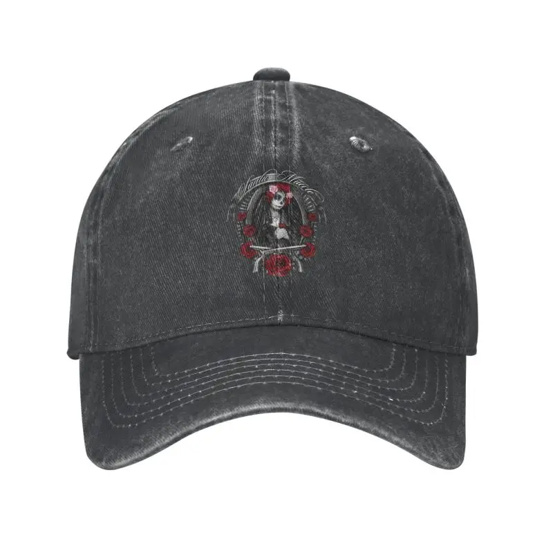 

Fashion Cotton Santa Muerte Flower Guns Baseball Cap Men Women Custom Unisex Mexican Death Muertos Mother Skull Dad Hat Hip Hop