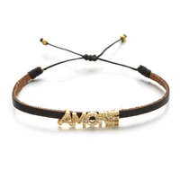 zmzy new punk thin dark handmade leather design simple love amore charms bracelet for women bracelet bangle