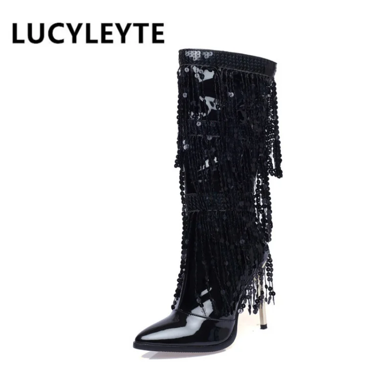 

2022 Women's Autumn and Winter New European and American Dance Fashion Sexy Latin Dance Belly Dance Night Show Sleeve Boots