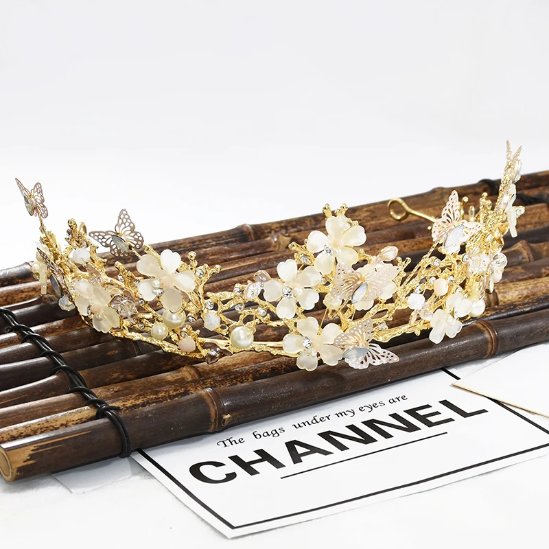 

Стразы женские повязки для волос с бабочкой элегантный Опаловый цветок сплав Свадебные украшения для волос в стиле барокко головной убор п...