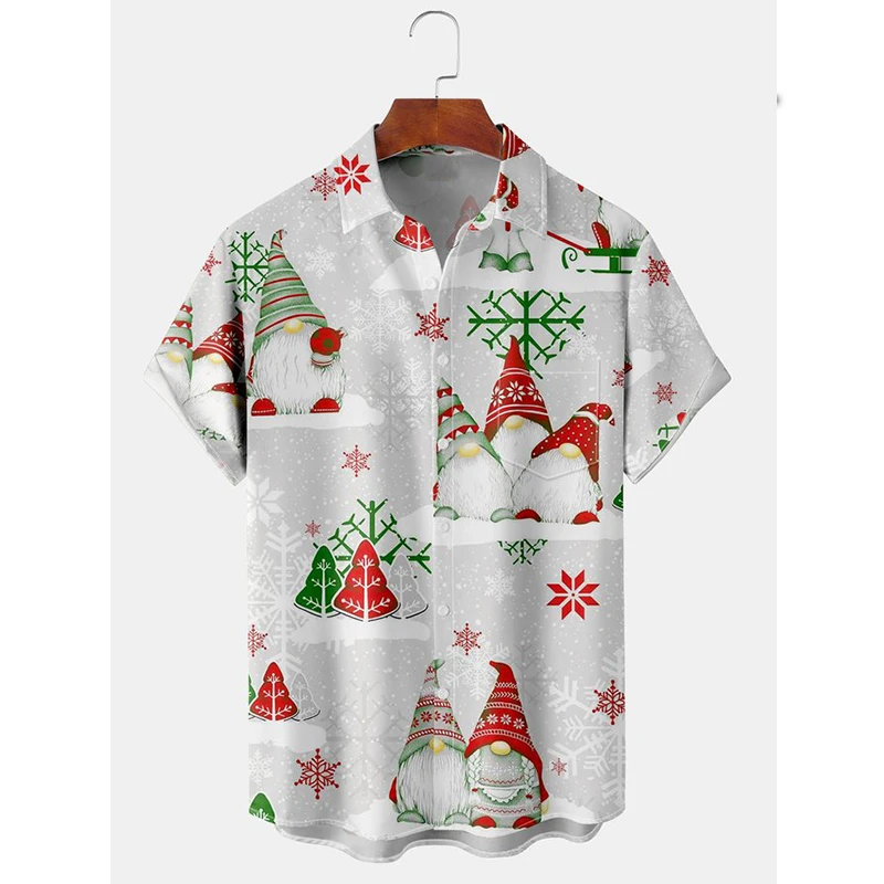 

Badassdude Christmas Santa Printing Men's Casual Short Sleeved Shirt