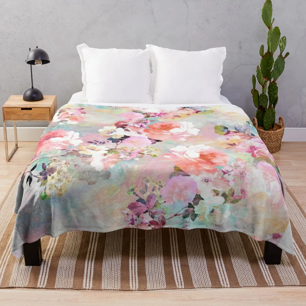 

Романтическое розовое акварельное шикарное покрывало с цветочным узором, пушистое одеяло, большое тепловое одеяло