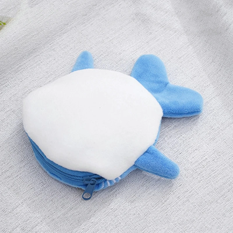 Cute Blue Small Whales Coin Purse Plush Zipper Coin Wallet Designer Women's Wallet Change Purse Key Earphone Pouch