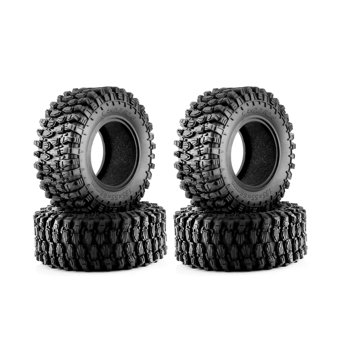 

4Pcs 135X55mm 2.6 Inch Rubber Tire Wheel Tyre for 1/8 1/10 RC Crawler Car Axial SCX10 Wraith RR10 Capra YK4082 YK4083