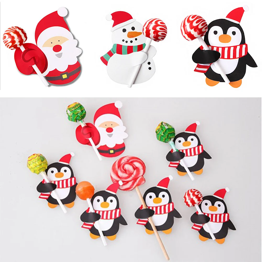 

50Pcs/Lot Cartoons Santa Claus Paper Lollipop Cards DIY Lollipop Gift Package Decor Christmas Decoration 2020 Navidad New Year