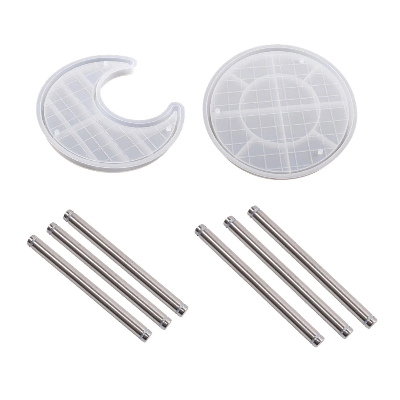 

Формы для подноса из эпоксидной смолы, двухуровневые формы для отлива круглой/лунной смолы, инструменты для самостоятельного макияжа, безделушки, коробка для хранения ювелирных изделий