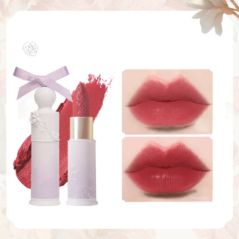 

TT Lipstick Carved Velvet Matte Red White Plain Face Milk Tea Bean Paste