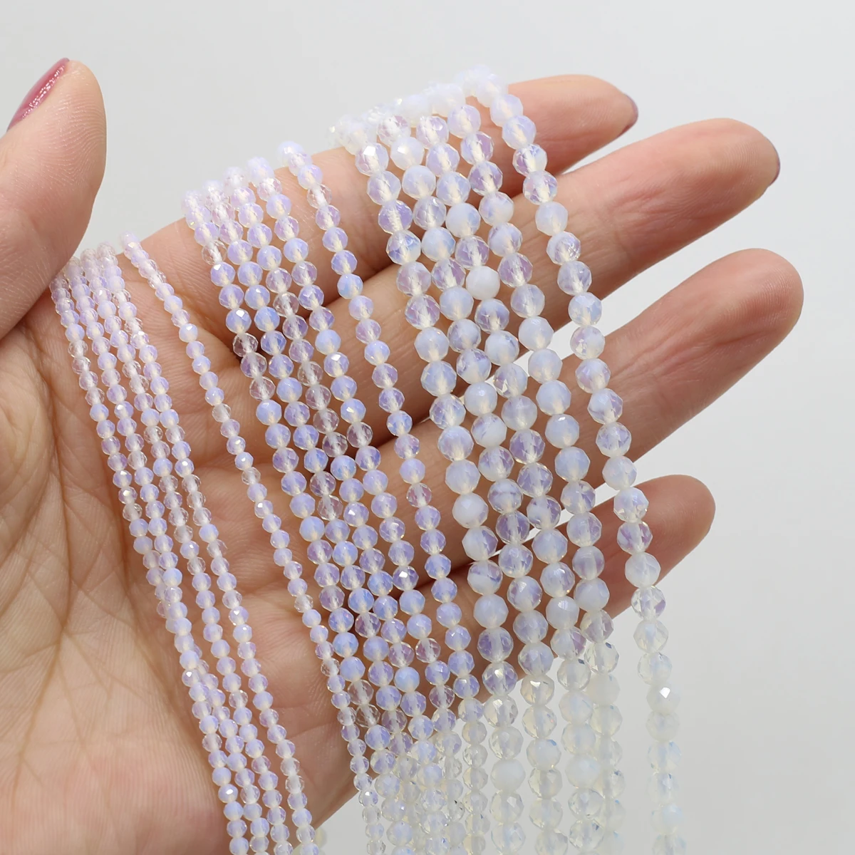 

Round Opal Beads Faceted Natural Stones Loose Spacer Beads for Jewelry Making DIY Women Men Bracelet Necklace Accessories 38cm