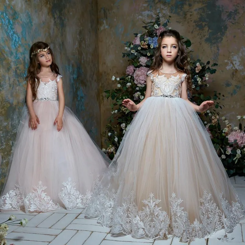 

Тюлевые кружевные платья принцессы с цветочным принтом, без рукавов, с бусинами, свадебные вечерние бальные платья для первого причастия, детский подарок