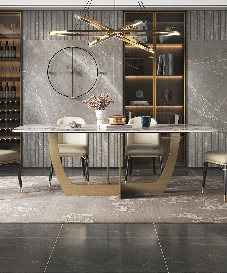 

Modern simple Pandora rock plate table chair combination light luxury household living room table table chair