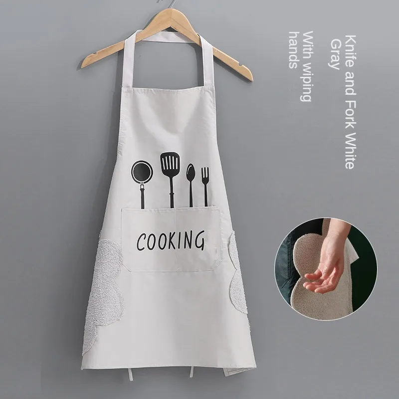 

Korean-Style Waterproof and Oil-Proof Knife and Fork Hand-Wiping Apron with Fattening Sling