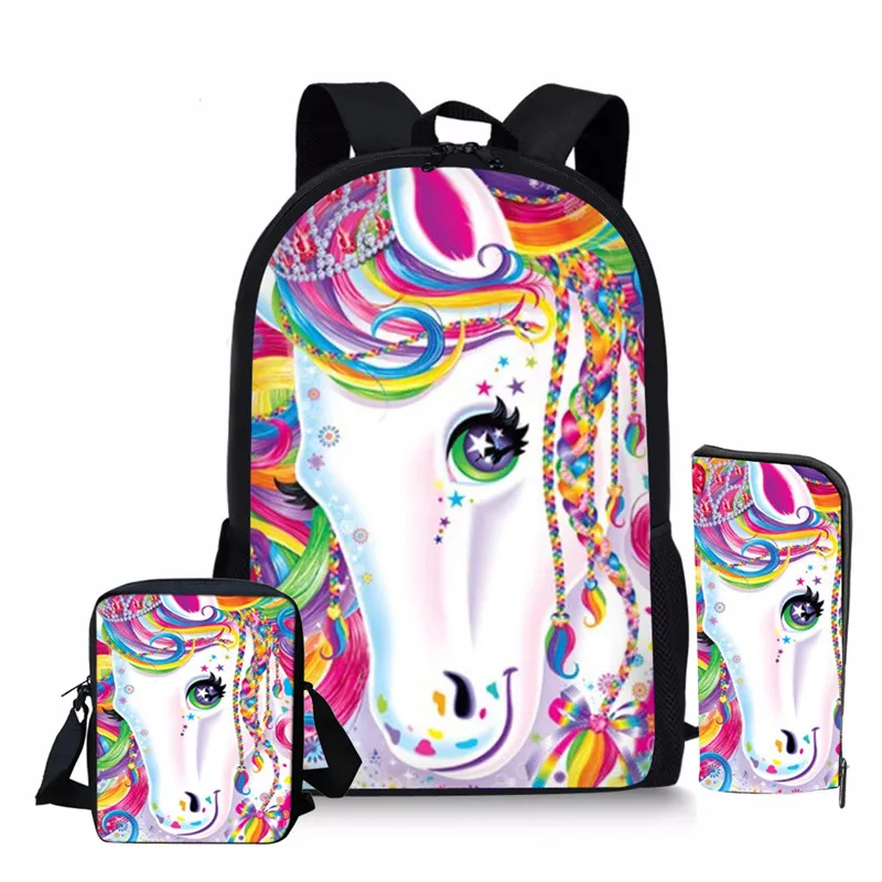 

Colorful Unicorn School Bags Set For Teenager Girls Children School Bookbags Kids Bag School Backpack Mochila Escolar