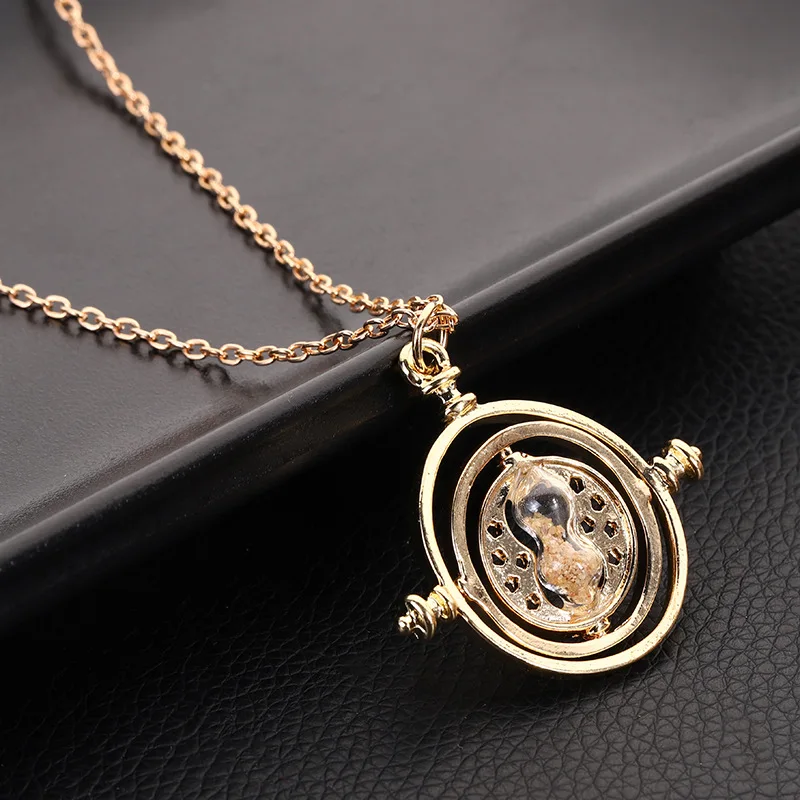 

Harried Time Turner Hourglass Necklace Jewelry Pendant 2.8 cm Diameter Time Turner Necklace Movie Jewelry Rotating Hourglass