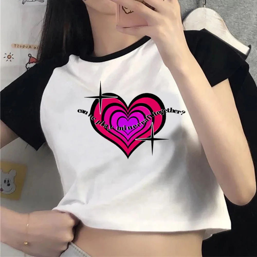 

Женский укороченный топ с принтом сердца, уличная одежда в готическом стиле Харадзюку, укороченная одежда yk2