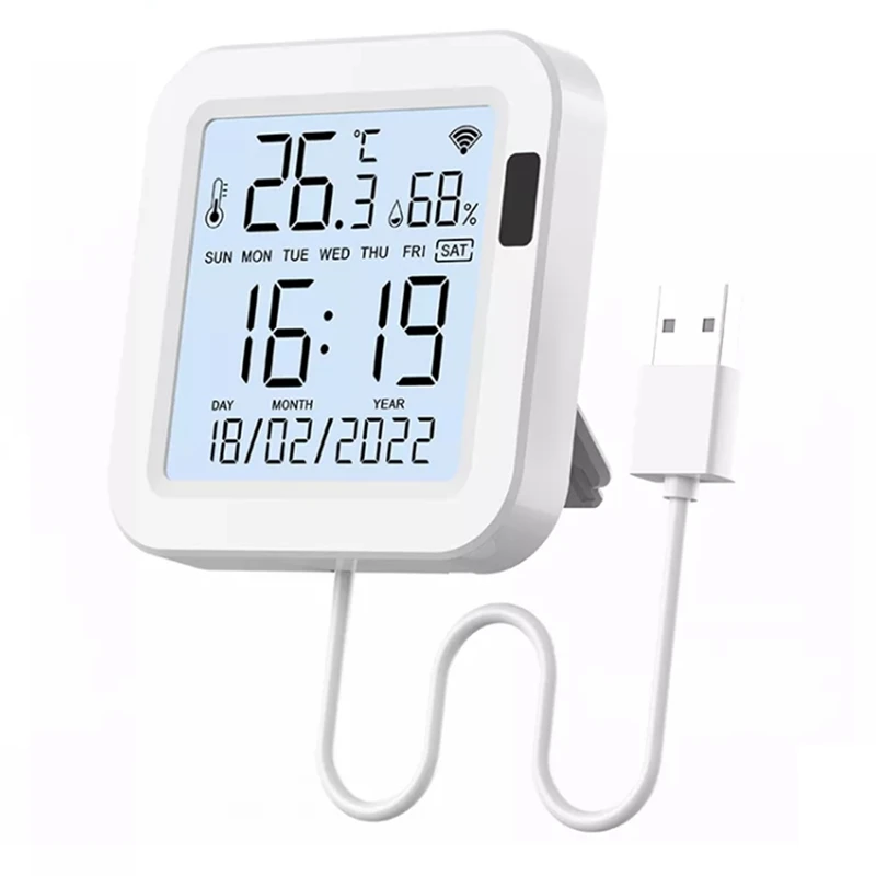 

Tuya Temperature And Humidity Smart Sensor With Backlight For Smart Home Var Wifi Smartlife Work With Alexa Assistant