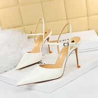 bigtree shoes nude black white woman pumps fashion high heels women shoes stiletto heels summer hollow out women sandals 2022