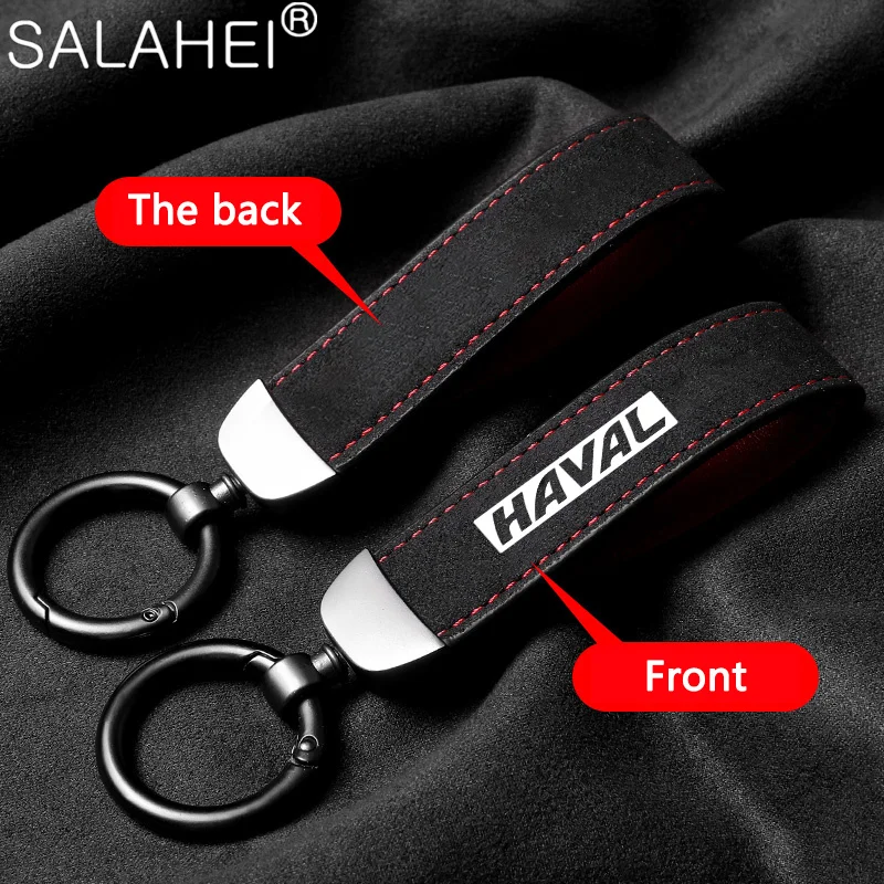 

Suede Car Logo Keychain Pendant Key Ring Chain Gifts For Haval H6 2022 3rd Dargo F7 F7x H9 Jolion N9 H2 H3 H9 Jolyon Accessories