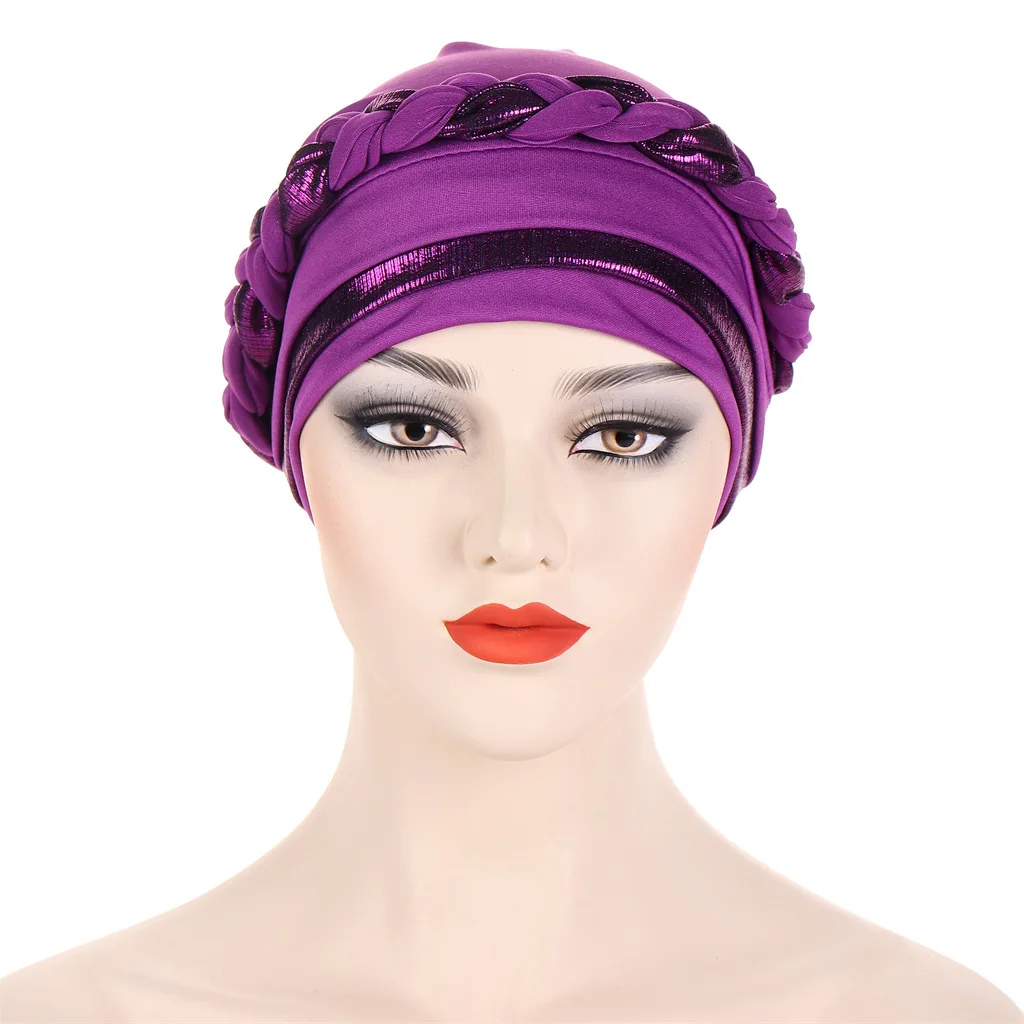 Women Ramadan Clothing Braid Hijabs for Women Elastic Muslim Turban Hijab Bonnets Elegant Arabic Headscarf for Female