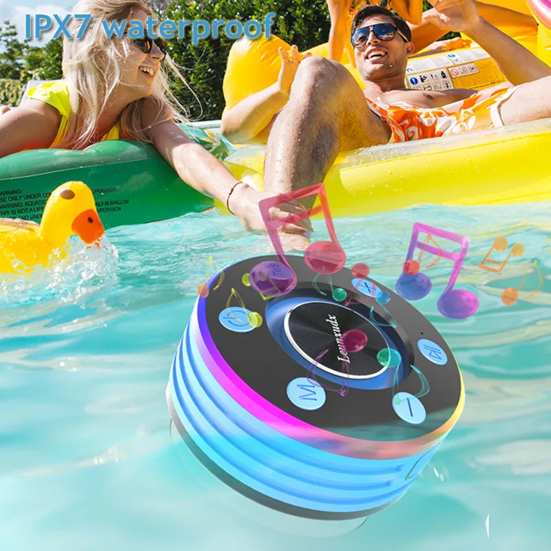 IPX7 Waterproof Bluetooth Speaker Bathroom Suction Cup Bass Loudspeaker Wireless Music Player Support FM Radio Handsfree Call
