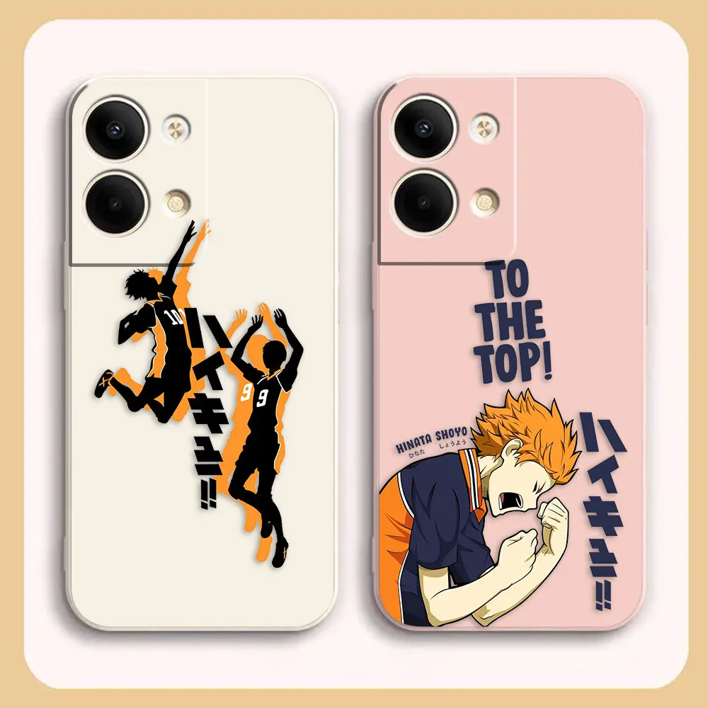 

Case For OPPO RENO 8 7 9 6 7SE 5 4 4SE 4 3 4G 5G PRO PLUS Colour Simple Liquid Silicone Case Japanese Anime volleyball College