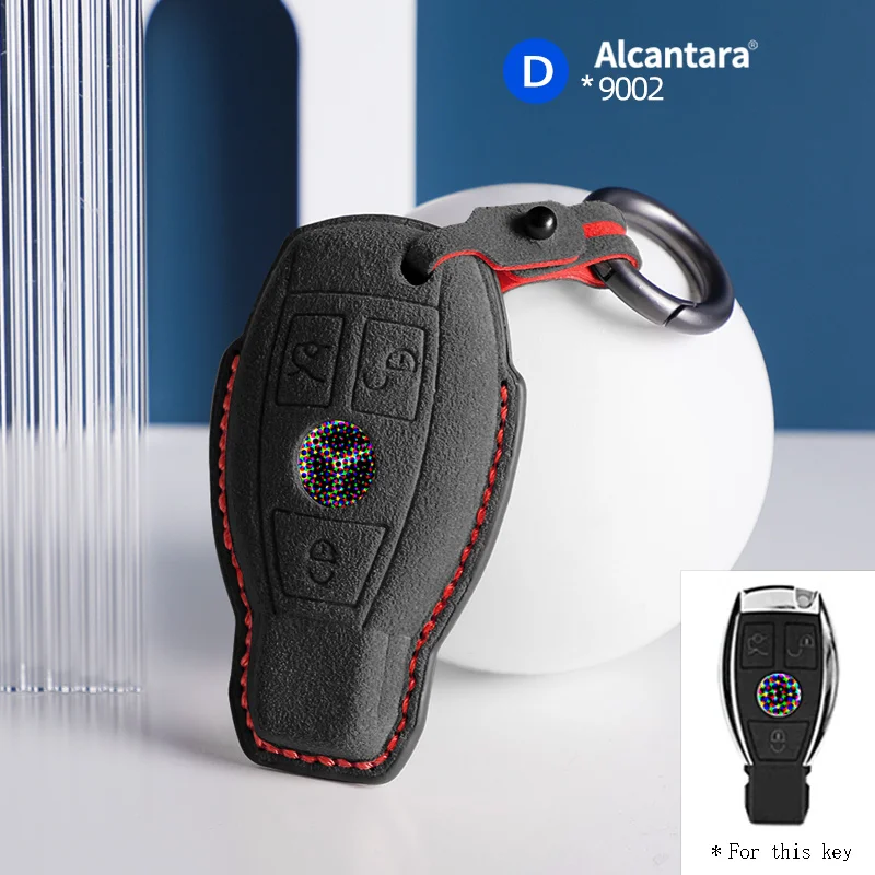 

Alcantara Car Key Case Cover Holder For Mercedes Benz A B C E S Class GLC CLE CLA GLB GLS W177 W205 AMG W213 X167 W222