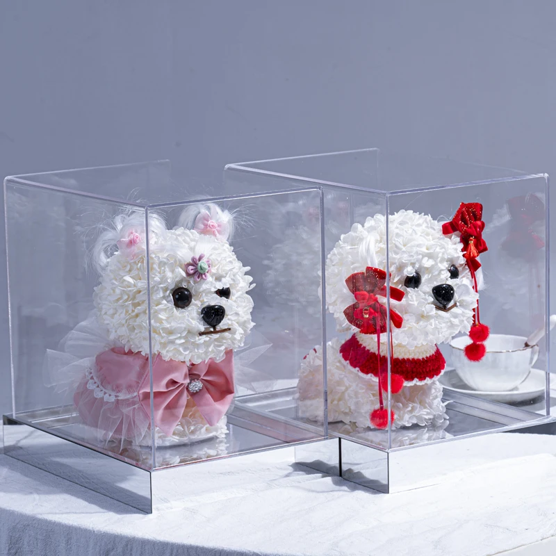 Фото Вечная роза, вышивка, шар, вечный цветок Marzis Teddy Dog, акриловое украшение для дома, День Святого Валентина, вечерние, подарок №1