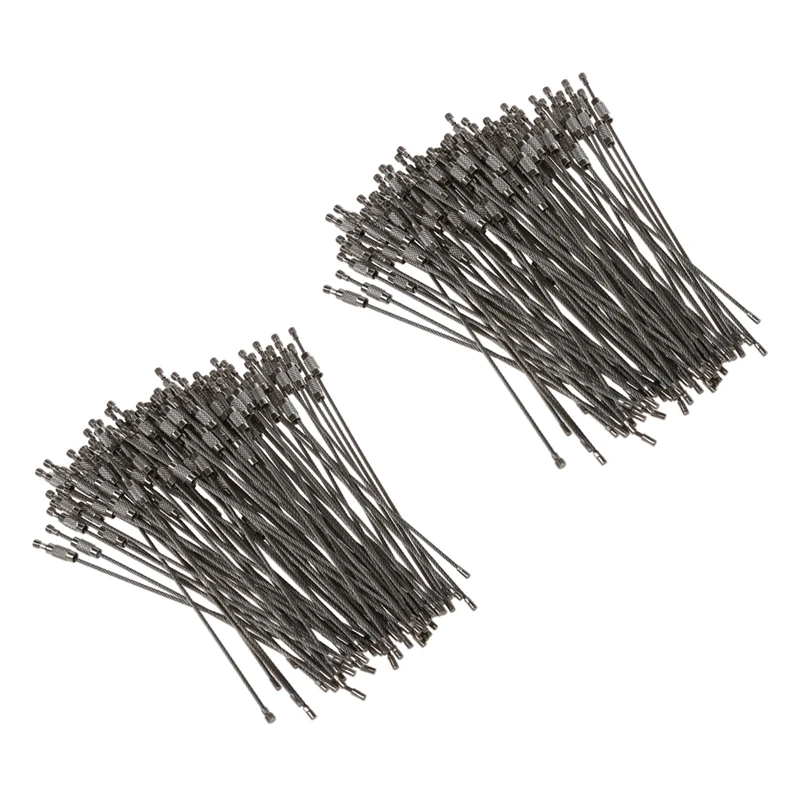 

200Pcs Stainless Steel Screw Locking Wire Keychain Cable Key Rings Outdoor Accessory