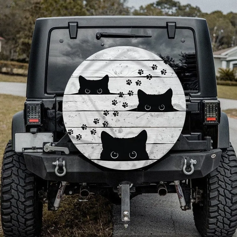 

Black Cats Custom Gifts Tire Cover Universal Wheel Tire Cover for Trailer, RV, SUV, Truck