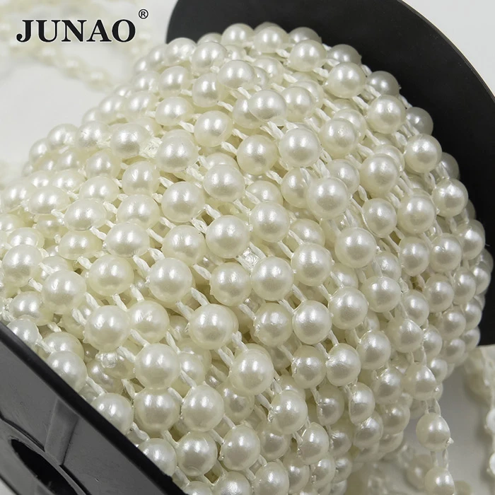 Бусины из белого жемчуга JUNAO полукруглые бусины с имитацией цепочка для свадьбы