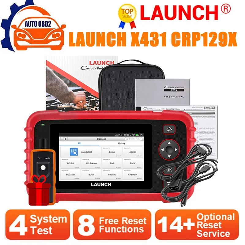 Считыватель кодов Launch X431 CRP129X OBD2, диагностические инструменты для двигателя ABS SRS AT Oil SAS EPB TPMS Reset Creader129X OBDII launch