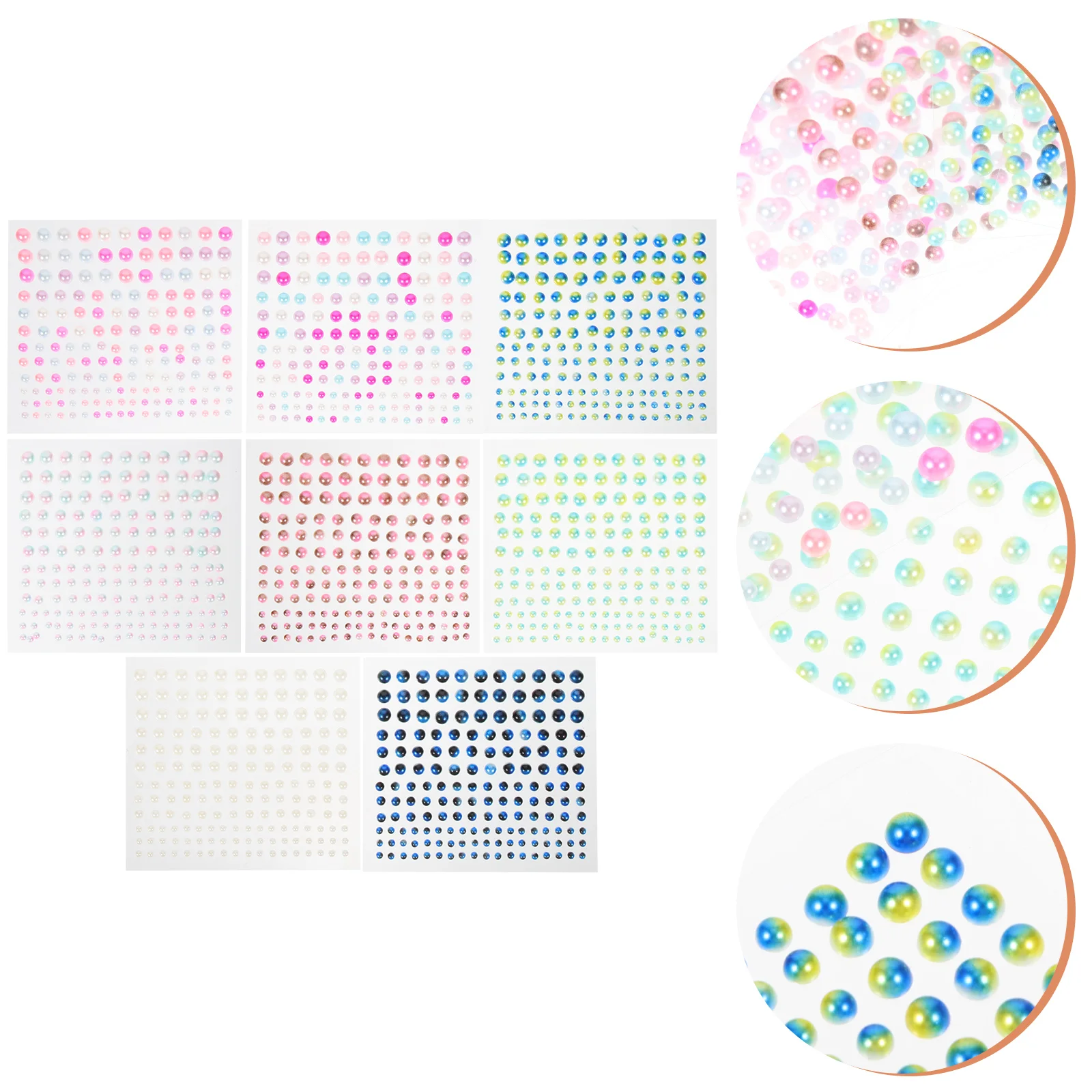 

8 Sheets Stickers Nail Pearl Stickers Hair Pearl Gems For Crafts Pearl Hair Stickers