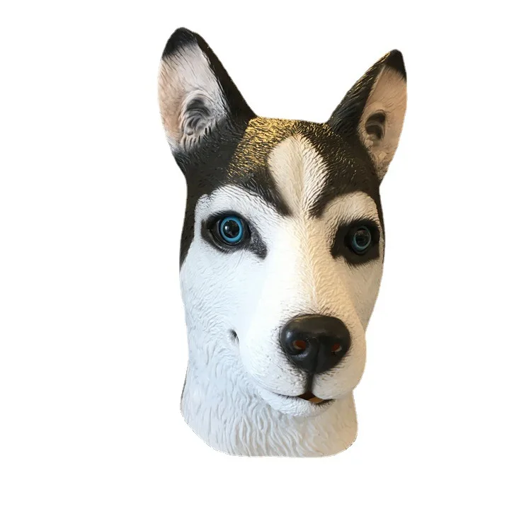 Хэллоуин маска хаски голова собаки Erha покрытие для головы животных латексная