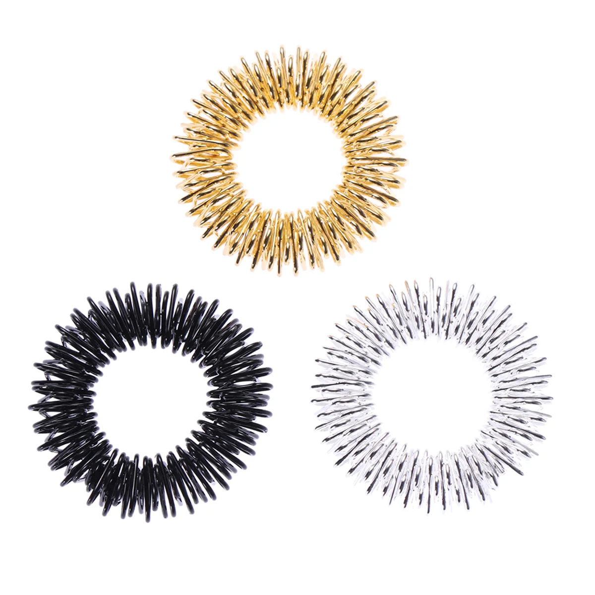 

12pcs Acupressure Rings Spiky Sensory Rings Stainless Steel Wire Silent Stress Reducer for Blood Circulation Working People (