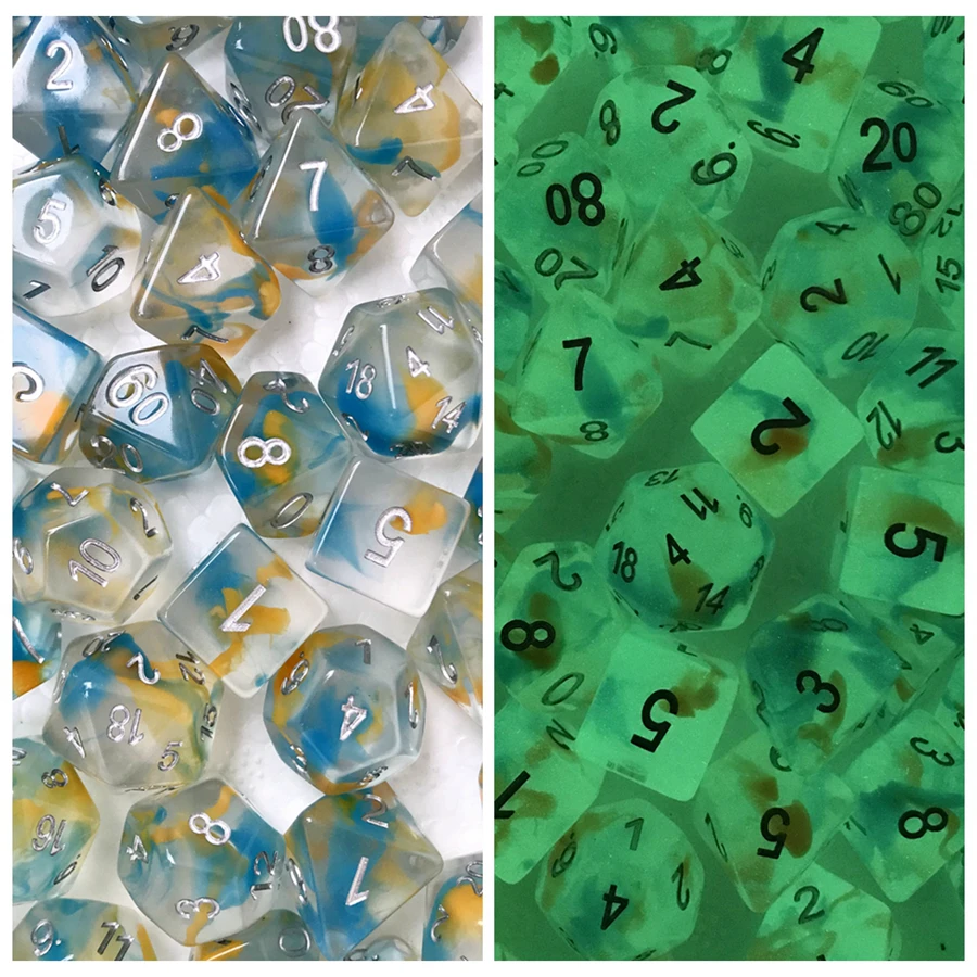 Двухцветные серебристые кубики ICE для кубиков dnd d&ampd подземелий и драконов juegos de