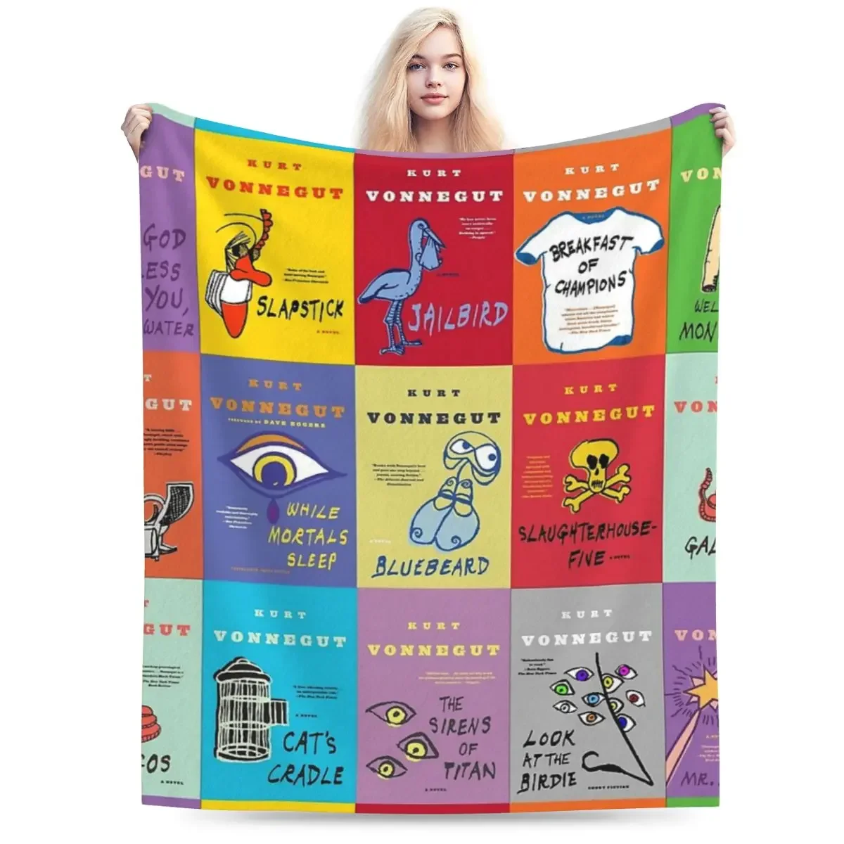 Фланелевое одеяло покрывало с рисунком Курта Воннегута мягкое постельное белье